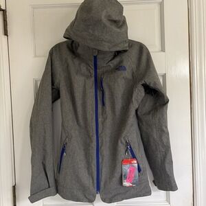 THE NORTH FACE Waterproof Coat Womens XS - Detachable Hood Gray/Cobalt